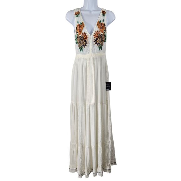 Lulus Women's Ivory Embroidered Flowy Sleeveless Boho Maxi Dress Size XS NWTT - Picture 2 of 14